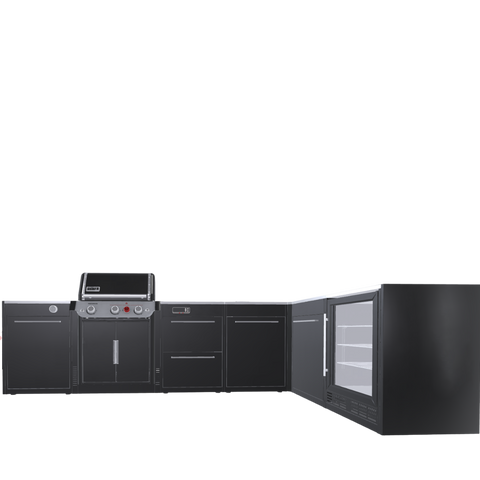 Кутова вулична барбекю кухня (острів) для гриля Genesis EPX-335 Weber BBQ Kitchen Gas 331 з двома крючками для інструментів + модуль мийки та холодильник BBQKITCHEN5-4 фото