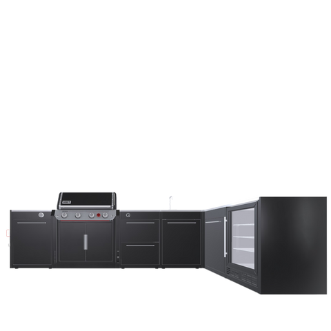 Кутова вулична барбекю кухня (острів) для гриля Genesis EP-335w Weber BBQ Kitchen Gas 331 з двома крючками для інструментів + модуль мийки та холодильник BBQKITCHEN5-3 фото